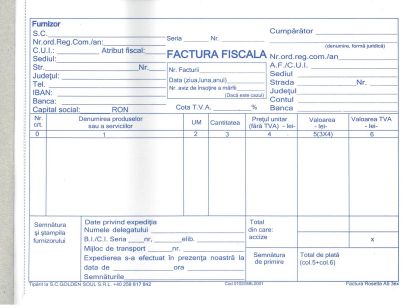 Factura Fiscala Cu Tva A Autocopiativ Exemplare