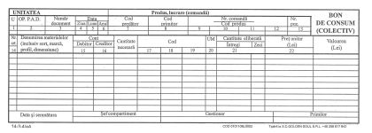 Bon de consum colectiv, A4, 1/2, 100 file, set 5 bucati...