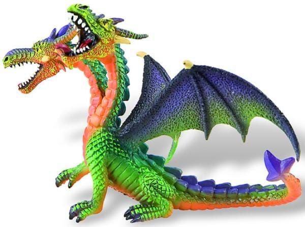 Figurina Bullyland Dragon verde cu 2 capete