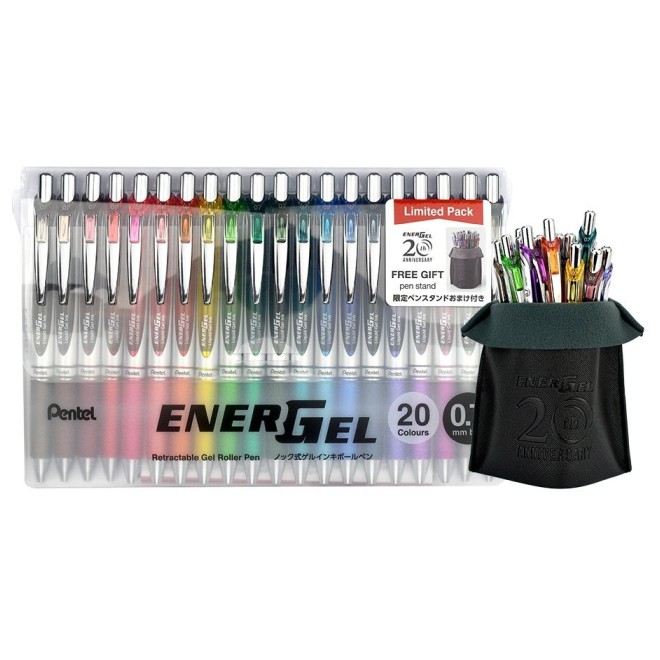 Pentel EnerGel 0.7mm Gel Ink 20-Color Pen Set - 20th Anniversary (Limited  Pack) BL77-20 4902506387400