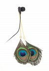Casti In-Ear cu pene Satzuma Feather Peacock, paun