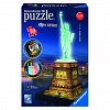 Puzzle 3D Statuia Libertatii noaptea, luminescent, 180 piese