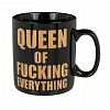 Cana uriasa "Queen Of Fucking Everything", 850 ml, negru