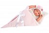Papusa Llorens,36cm,bebe,cu paturica,roz