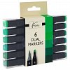 Markere Nassau Dual, set 6 nuante verde, 2 varfuri