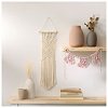 Set macrame bej si roz antic Boho, margele lemn, Folia