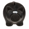Pusculita ceramica Porcusor inscriptionabil, 16 cm, cu cheie, negru