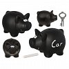 Pusculita ceramica Porcusor inscriptionabil, 16 cm, cu cheie, negru