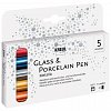 Markere pentru sticla Kreul Metallic Medium, set 5 culori