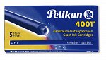 Patroane cerneala Pelikan 4001, set 5 bucati, mari, albastru royal