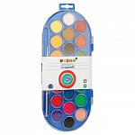 Acuarele Primo, 22 culori, pastila 30 mm, pensula