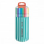 Markere Stabilo Pen 68 Zebrui, varf rotund, 1 mm, set 20 culori, etui oval, turcoaz cu alb