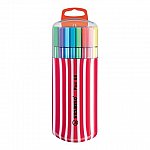 Markere Stabilo Pen 68 Zebrui, varf rotund, 1 mm, set 20 culori, etui oval, fucsia cu alb