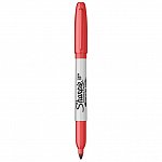Marker permanent Sharpie Twin Tip, varf rotund, 0.9 mm - 0.5 mm, rosu