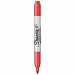 Marker permanent Sharpie Twin Tip, varf rotund, 0.9 mm - 0.5 mm, rosu