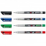 Marker permanent Stabilo Write-4-all F, 0.7 mm, set 4 bucati, 4 culori, etui plastic