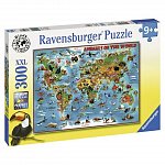 Puzzle harta animalelor, 300 pcs