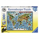 Puzzle harta animalelor, 300 pcs