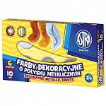 Tempera Astra, set 6 culori, 10ml, metalice