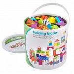 Set 100 de cuburi din lemn New Classic Toys