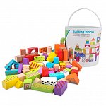 Set 100 de cuburi din lemn New Classic Toys
