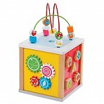 Cub din lemn cu 5 activitati New Classic Toys