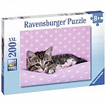 Puzzle Pisicuta pe patura, 200 piese, Ravensburger