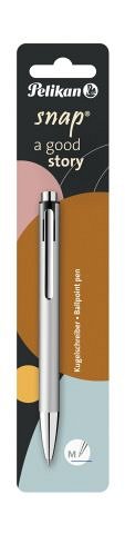 Pix Pelikan Snap K10, cu mecanism, M, albastru, corp metalic, Silver