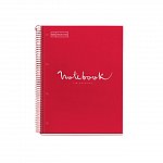 Caiet cu spira A5, 120 file, matematica, 5 subiecte, 2 perforatii, MiquelRius Emotions, rosu