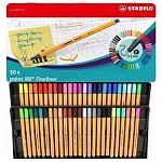 Liner Stabilo Point 88, 0.4 mm, set 50 bucati, cutie metalica