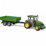 Tractor John Deere 5115M cu remorca basculabila, Bruder