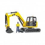 Mini excavator CAT cu muncitor, Bruder