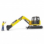 Mini excavator CAT cu muncitor, Bruder