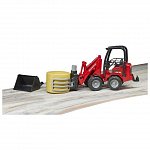 Incarcator compact Schaffer 2630 cu graifer si un balot rotund, Bruder