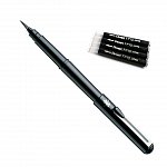 Pensula cu cerneala Pentel Pocket Brush, 4 rezerve FP10, negru