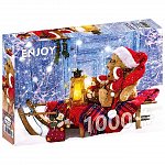 Puzzle Enjoy - Teddy Bears with Santa Hats, 1000 piese