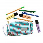 Penar Geeksta Design, 20 x 10 cm, 2 fermoare, linii turcoaz cu inimioare