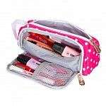 Penar Geeksta Design, 20 x 10 cm, 2 fermoare, roz cu buline albe