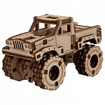 Puzzle mecanic din lemn, Wooden.City, Monster Truck 3 (Jeep Gladiator), 66 piese