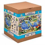 Puzzle din lemn, Wooden.City, Harta Regatului Animalelor M, 150 piese