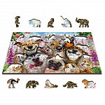 Puzzle 3D din lemn, Animale de companie nebune M, 200 piese, 0067-M Wooden.City
