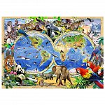 Puzzle 3D din lemn, Harta regatul animalelor L, 300 piese, TR 0014-L Wooden.City