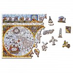Puzzle 3D din lemn, Harta antica Nova Terrarium L, 505 piese, 505-0102-L Wooden.City