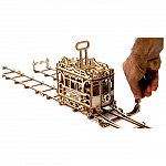Puzzle mecanic din lemn, Wooden.City, Tramvai cu sine City Tram, 273 piese