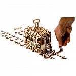 Puzzle mecanic din lemn, Wooden.City, Tramvai cu sine City Tram, 273 piese