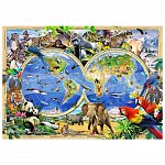 Puzzle 3D din lemn, Harta regatul animalelor XL, 600 piese, 0014-XL Wooden.City
