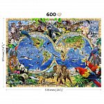 Puzzle 3D din lemn, Harta regatul animalelor XL, 600 piese, 0014-XL Wooden.City