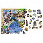 Puzzle 3D din lemn, Harta regatul animalelor XL, 600 piese, 0014-XL Wooden.City
