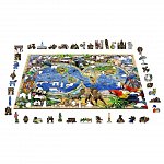 Puzzle 3D din lemn, Harta regatul animalelor XL, 600 piese, 0014-XL Wooden.City