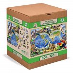 Puzzle 3D din lemn, Harta regatul animalelor XL, 600 piese, 0014-XL Wooden.City